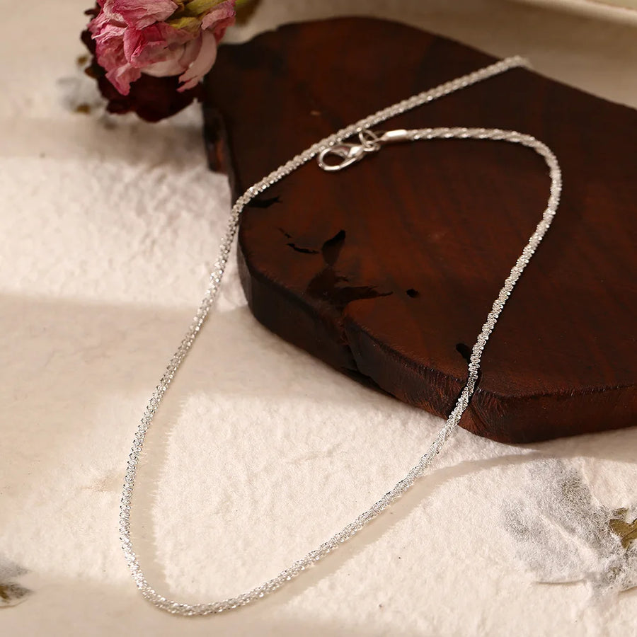 Sparkling Silver Necklace – Trendy Clavicle Chain Choker for Women & Girls