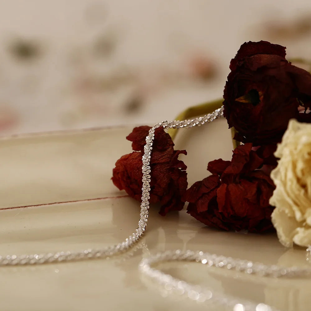 Sparkling Silver Necklace – Trendy Clavicle Chain Choker for Women & Girls