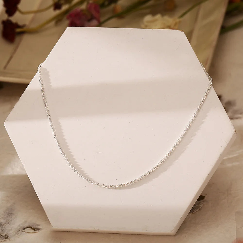 Sparkling Silver Necklace – Trendy Clavicle Chain Choker for Women & Girls