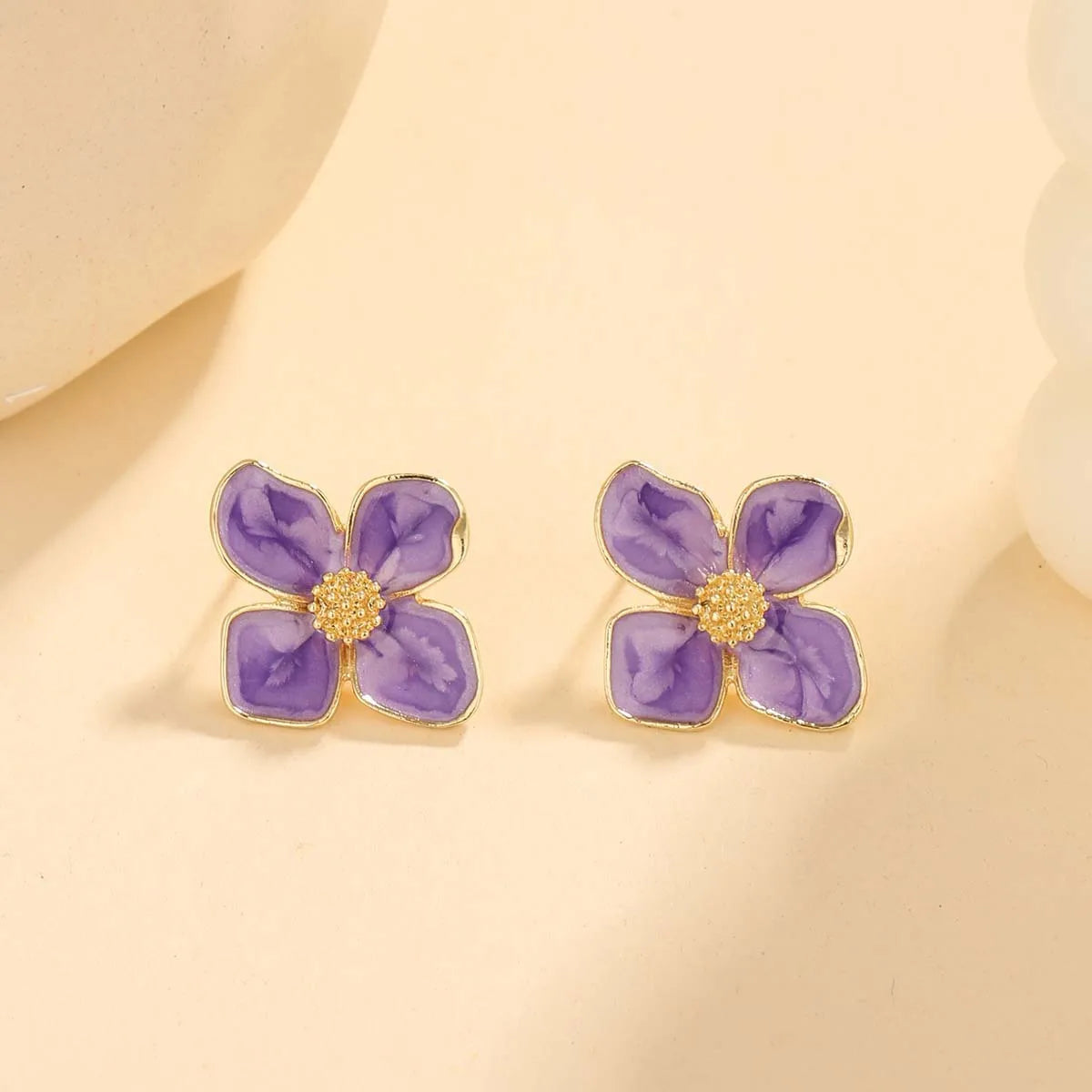 Vintage Sweet Flower Stud Earrings – Multi-Colored Fashion Jewelry for Women & Girls