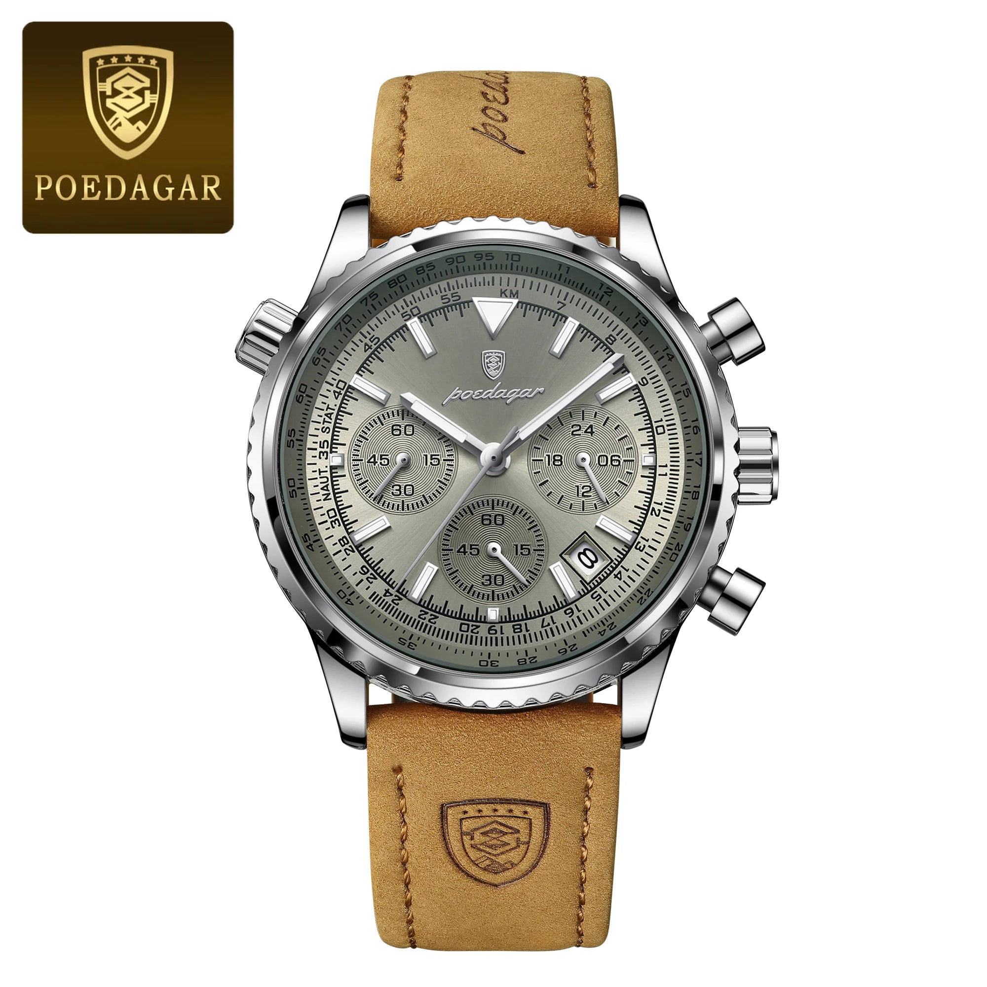 Luxury Men's Chronograph – Waterproof, Luminous, Calendar Leather Quartz Watch – Precision & Style for the Modern Gentleman