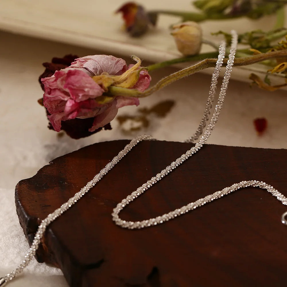 Sparkling Silver Necklace – Trendy Clavicle Chain Choker for Women & Girls