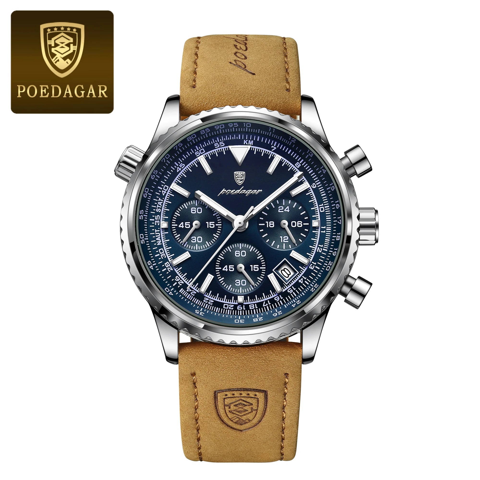 Luxury Men's Chronograph – Waterproof, Luminous, Calendar Leather Quartz Watch – Precision & Style for the Modern Gentleman