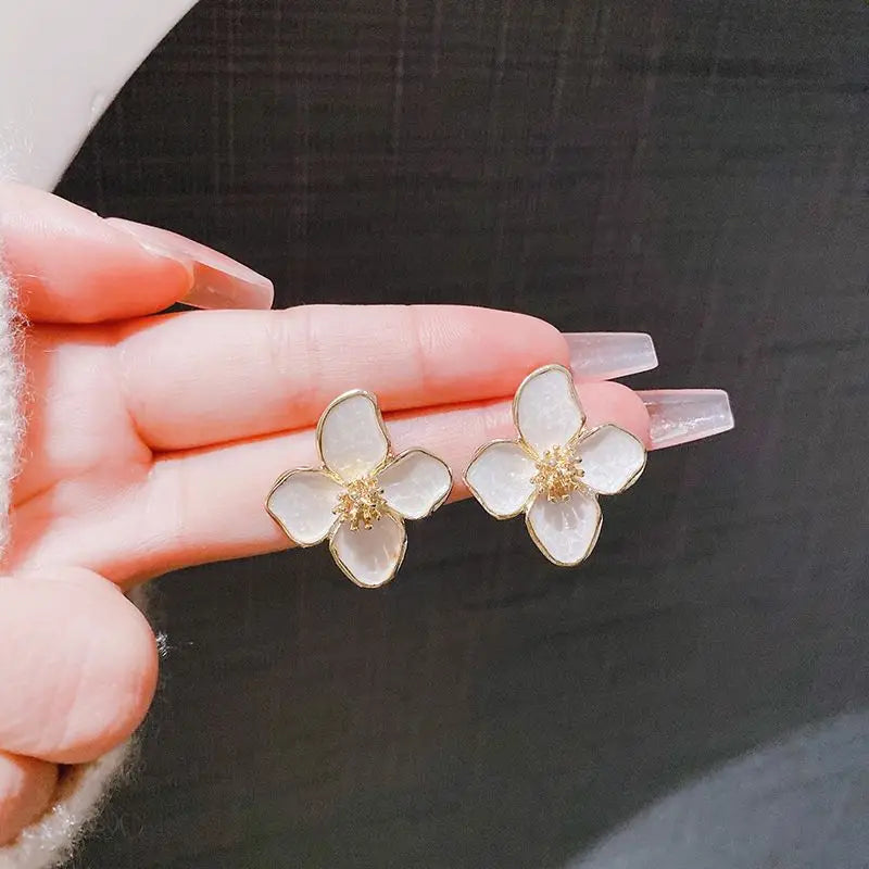 Vintage Sweet Flower Stud Earrings – Multi-Colored Fashion Jewelry for Women & Girls