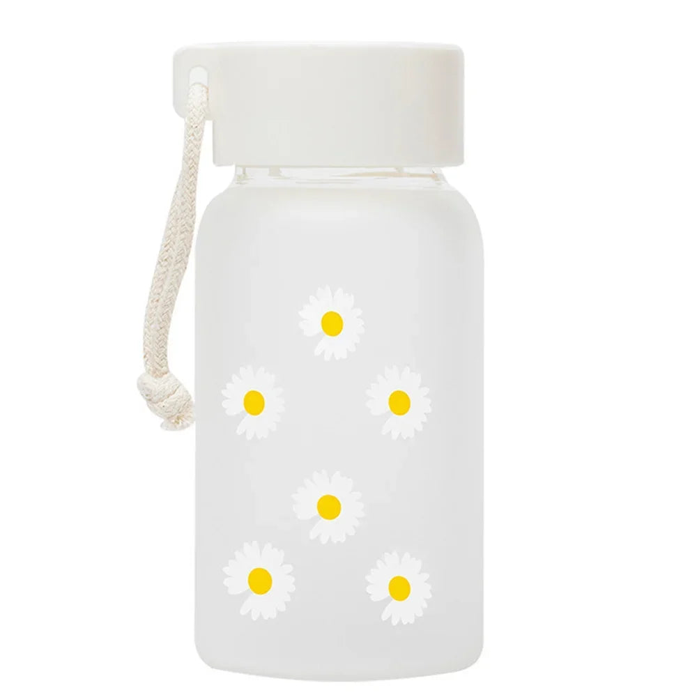 Small Daisy Frosted Plastic Mug Creative Outdoor Portable Transparent Travel Tea Cup Cute Water Bottle BPA Free