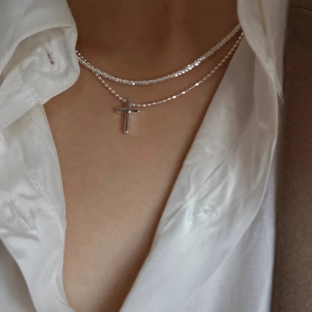 Sparkling Silver Necklace – Trendy Clavicle Chain Choker for Women & Girls