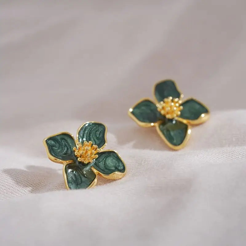Vintage Sweet Flower Stud Earrings – Multi-Colored Fashion Jewelry for Women & Girls
