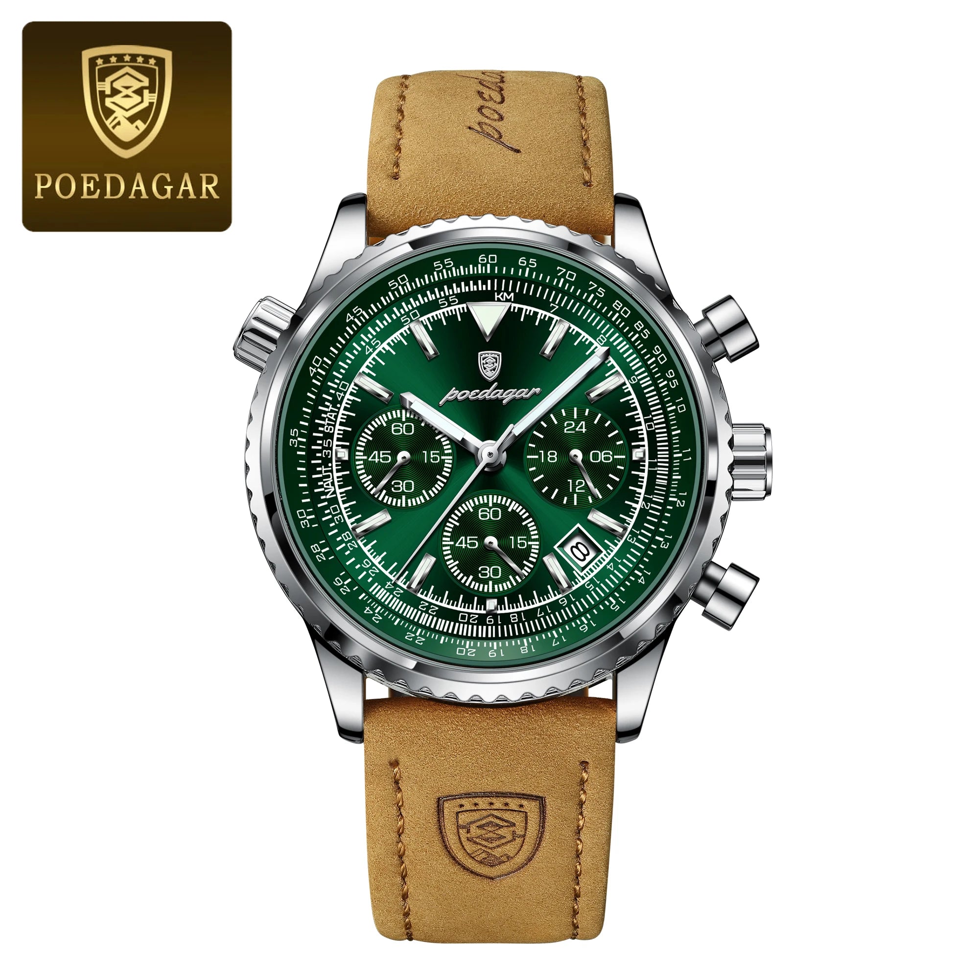 Luxury Men's Chronograph – Waterproof, Luminous, Calendar Leather Quartz Watch – Precision & Style for the Modern Gentleman