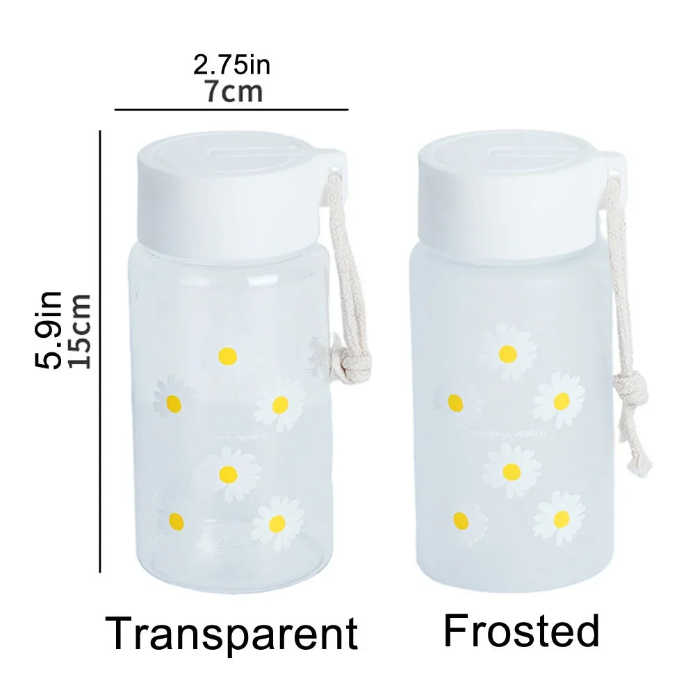 Small Daisy Frosted Plastic Mug Creative Outdoor Portable Transparent Travel Tea Cup Cute Water Bottle BPA Free