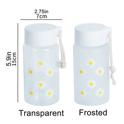 Small Daisy Frosted Plastic Mug Creative Outdoor Portable Transparent Travel Tea Cup Cute Water Bottle BPA Free