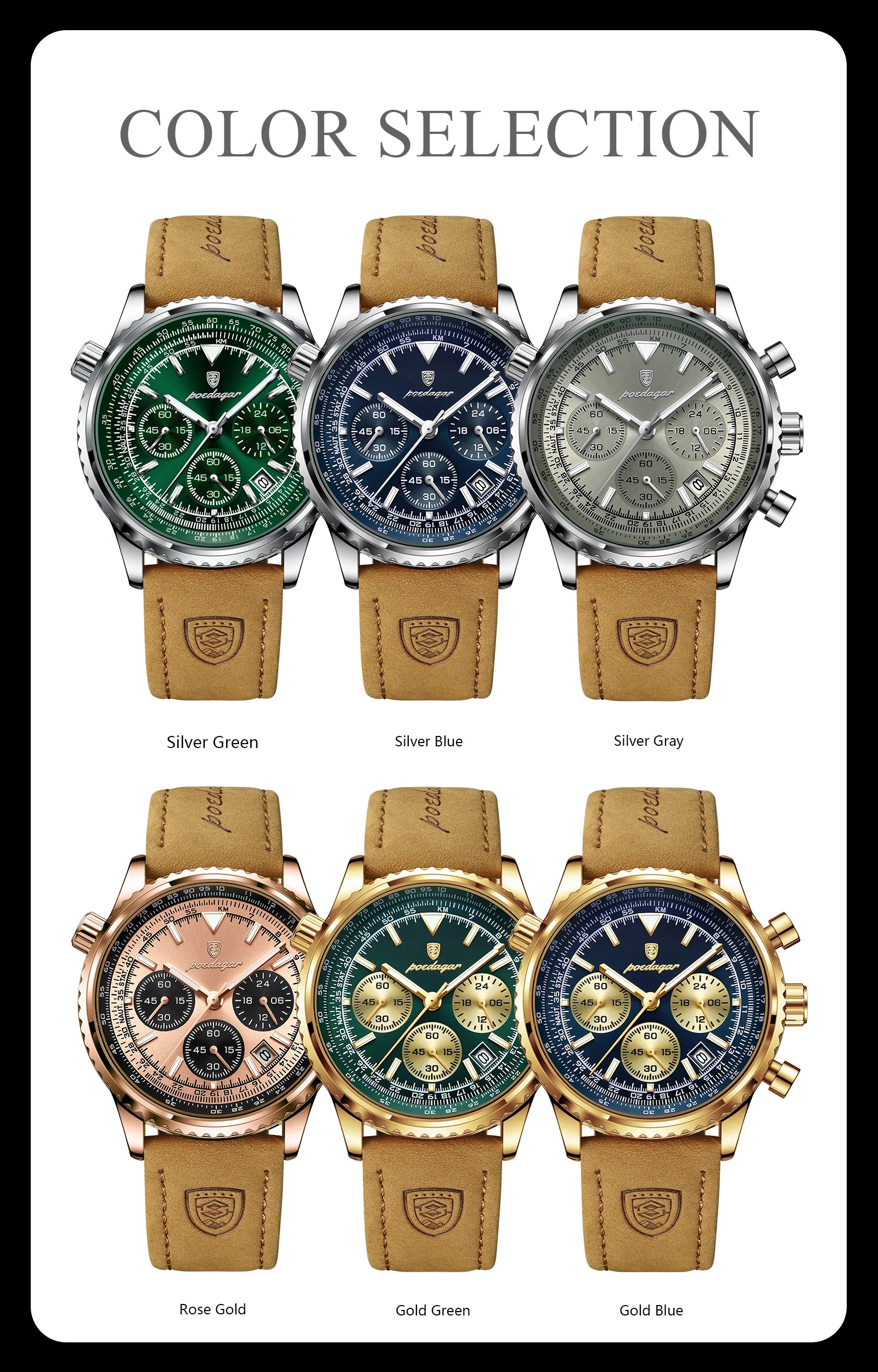 Luxury Men's Chronograph – Waterproof, Luminous, Calendar Leather Quartz Watch – Precision & Style for the Modern Gentleman