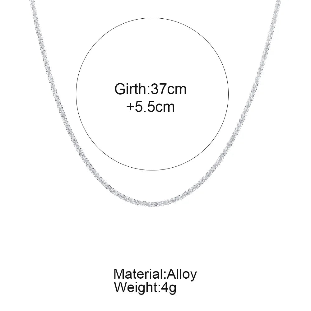 Sparkling Silver Necklace – Trendy Clavicle Chain Choker for Women & Girls
