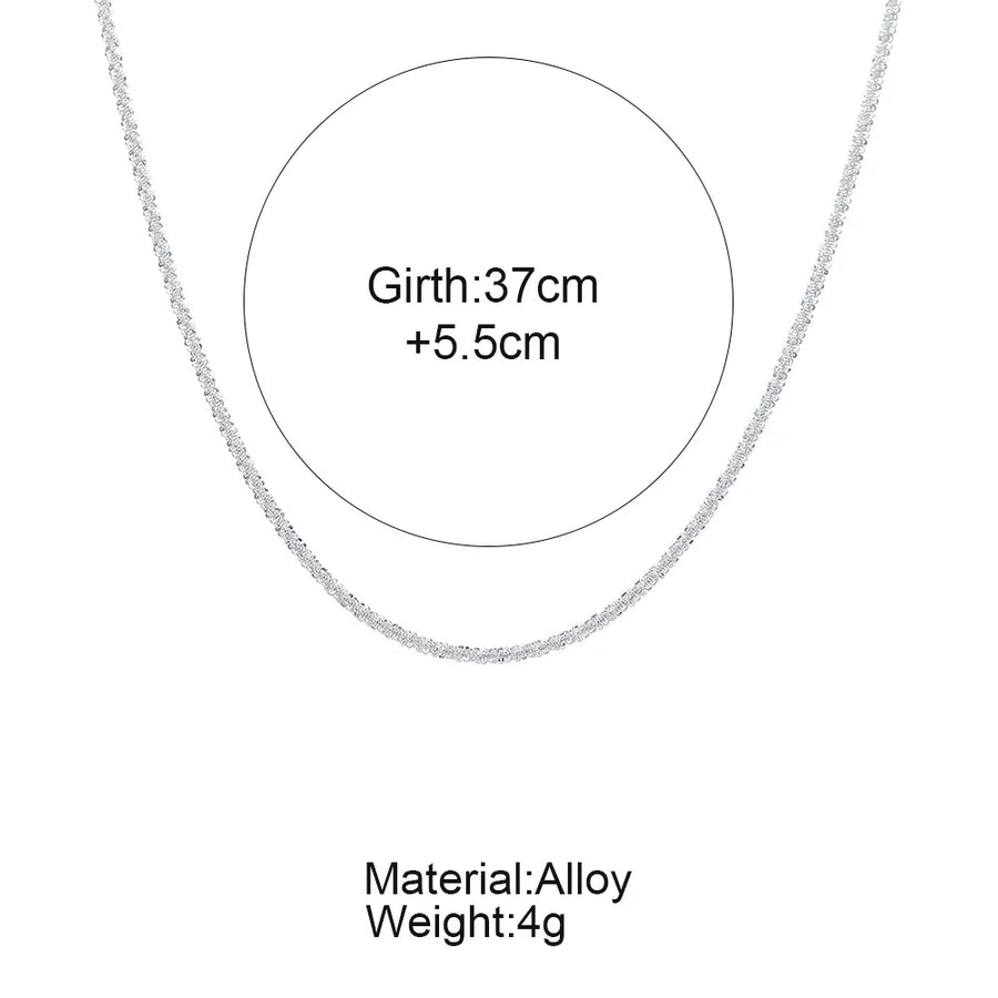 Sparkling Silver Necklace – Trendy Clavicle Chain Choker for Women & Girls