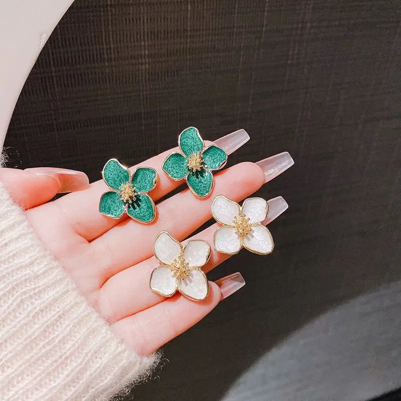 Vintage Sweet Flower Stud Earrings – Multi-Colored Fashion Jewelry for Women & Girls