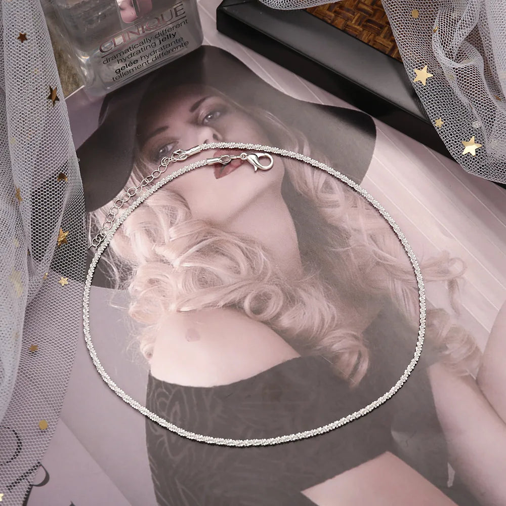 Sparkling Silver Necklace – Trendy Clavicle Chain Choker for Women & Girls