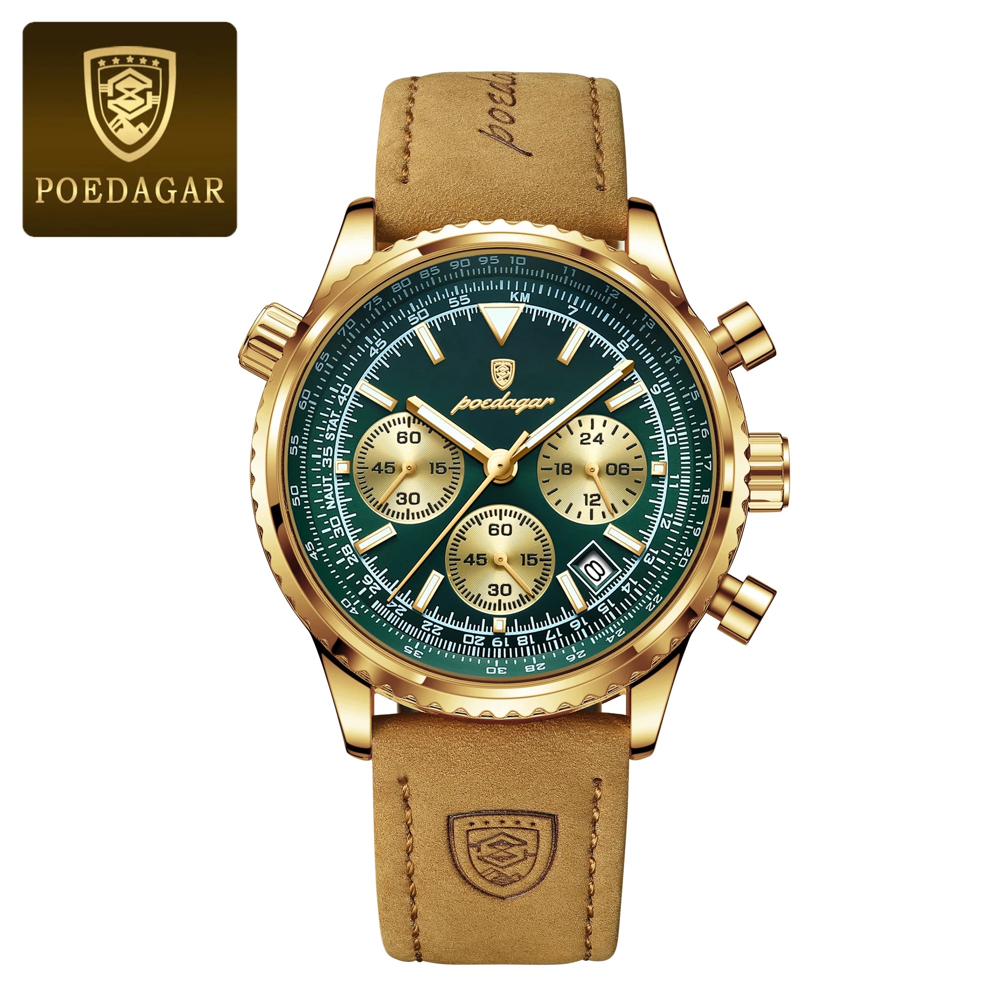 Luxury Men's Chronograph – Waterproof, Luminous, Calendar Leather Quartz Watch – Precision & Style for the Modern Gentleman