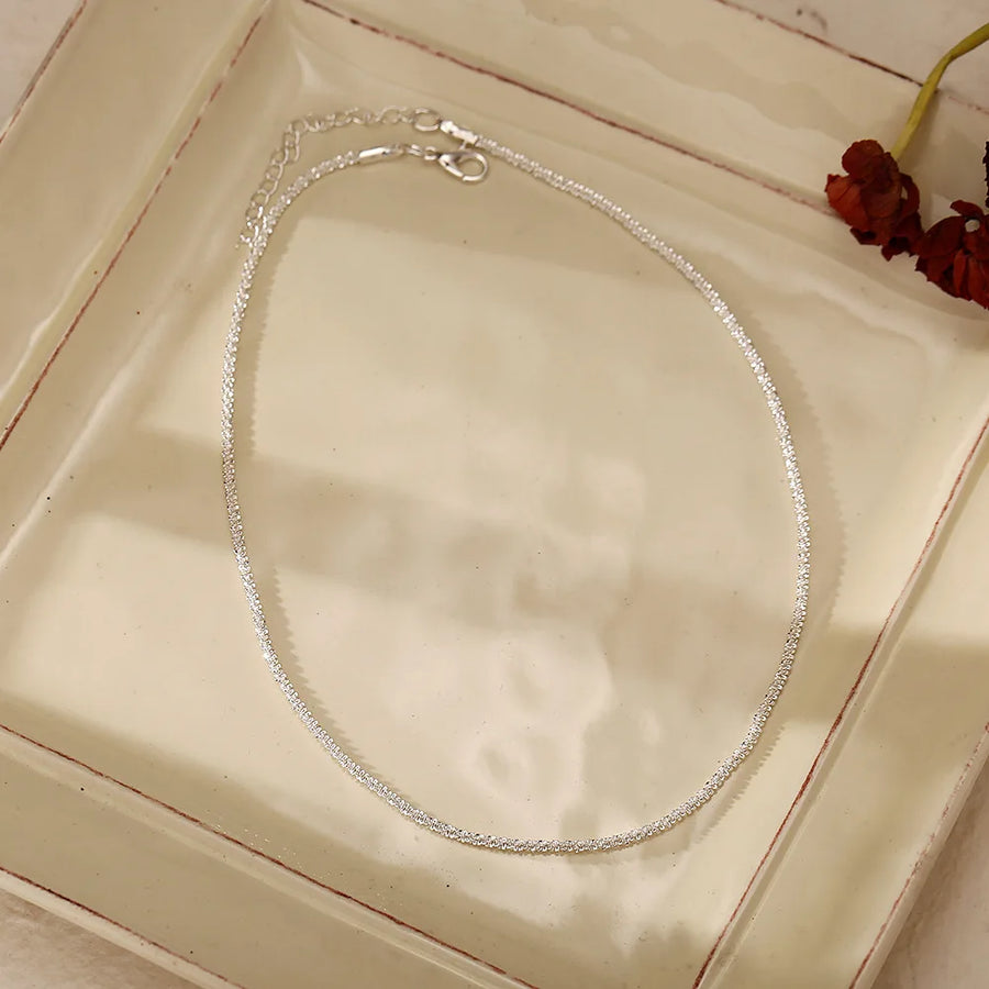 Sparkling Silver Necklace – Trendy Clavicle Chain Choker for Women & Girls