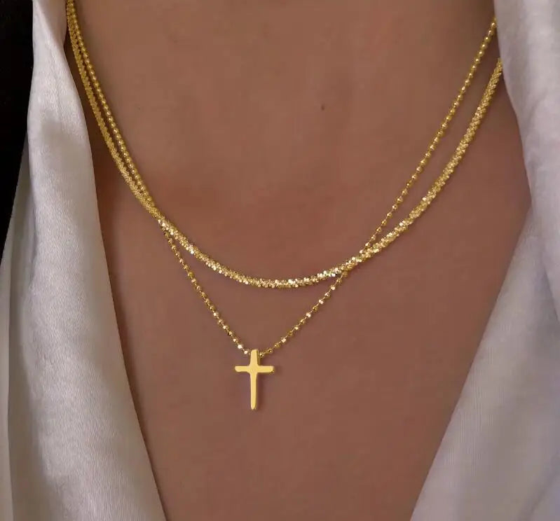 Sparkling Silver Necklace – Trendy Clavicle Chain Choker for Women & Girls