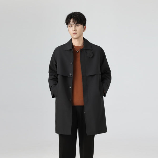 Men’s Mid-Length Loose-Fit Trench Coat for Spring & Autumn